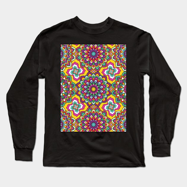 Geometric Floral Art Long Sleeve T-Shirt by Designoholic